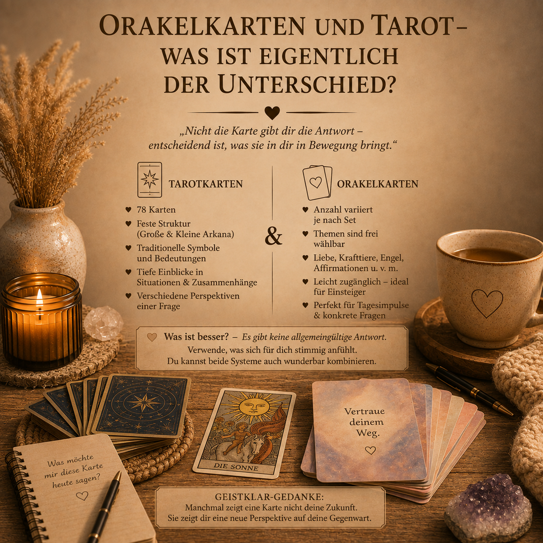 Orakelkarten und Tarot – was ist eigentlich der Unterschied?