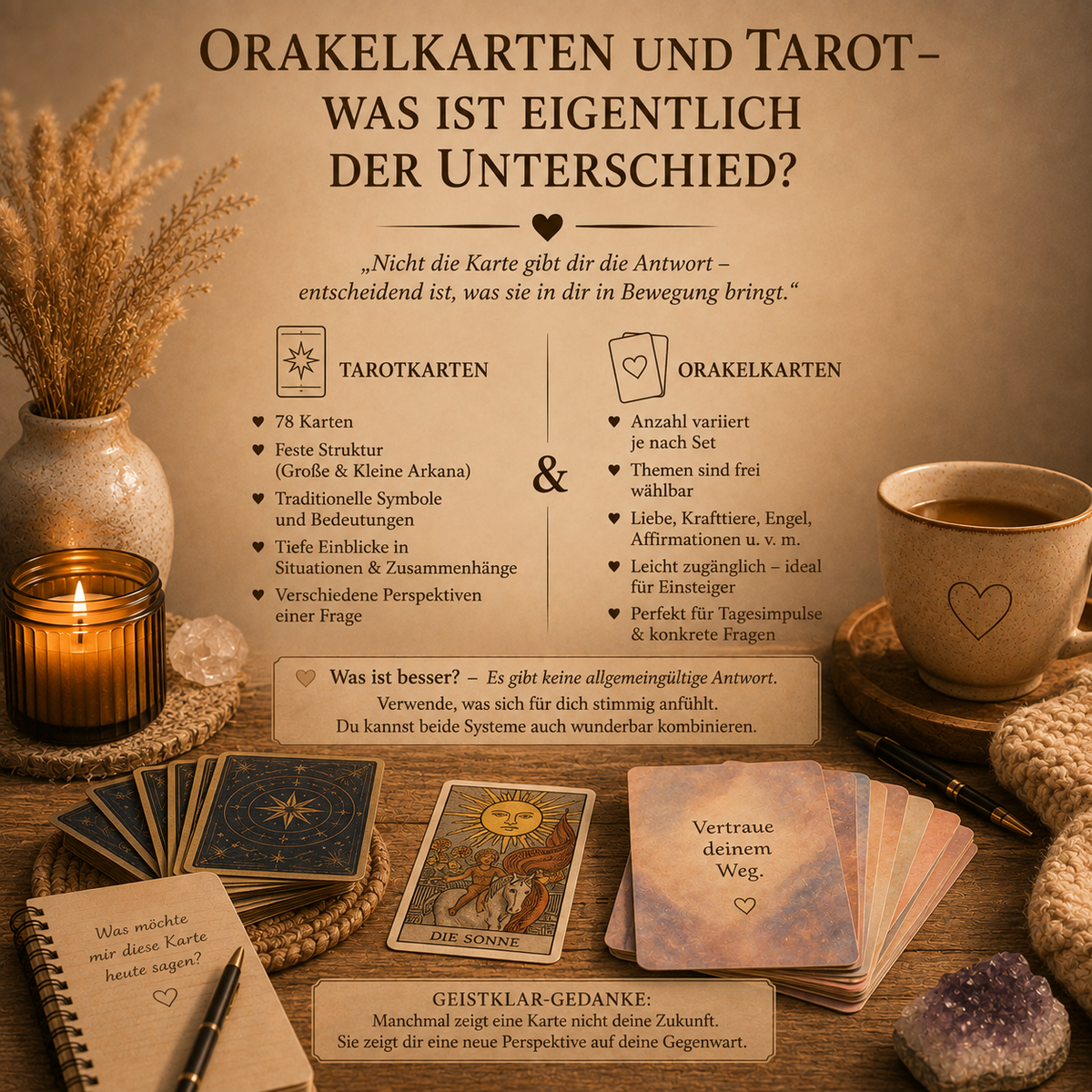 Orakelkarten und Tarot – was ist eigentlich der Unterschied?